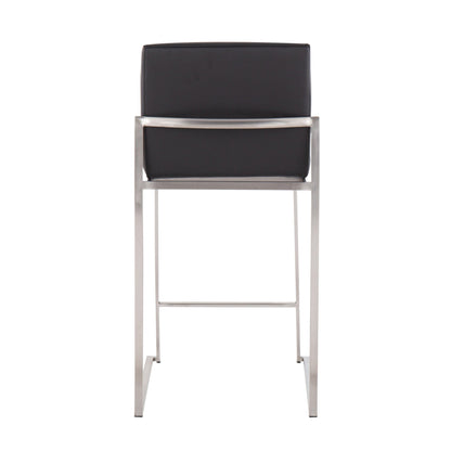 Contemporary high-back counter stool with padded black backrest and metal frame on Tampa Home & Garden Store