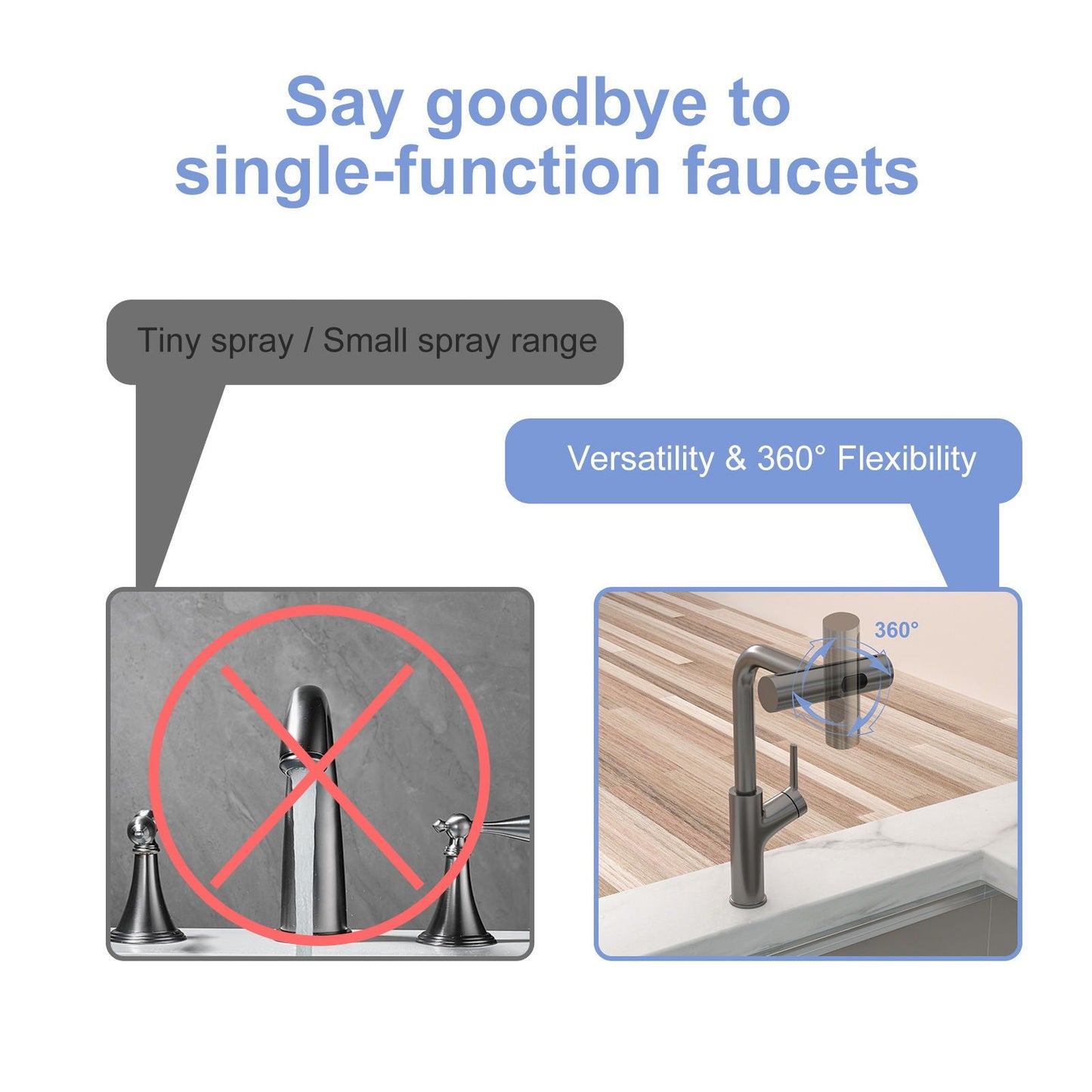 360 Degrees Pull Down Kitchen Faucet with 4 Spray