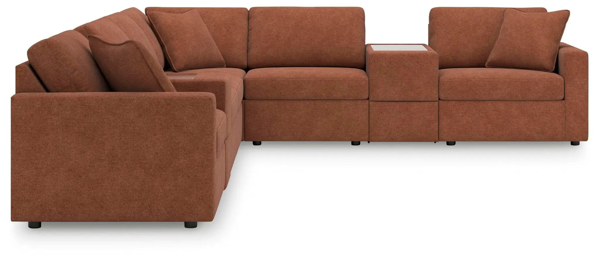 Modmax Spice Sectional in burnt orange fabric, stationary sofa by Unique Piece Furniture on Tampa Home & Garden Store