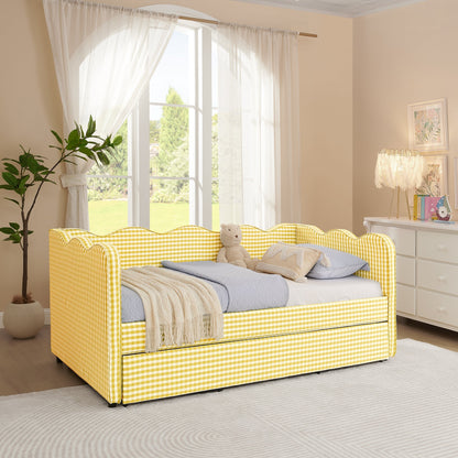Cozy Gingham Daybed with Trundle Twin Size Sofa Bed yellow gingham by HouseOfZazla on Tampa Home & Garden Store