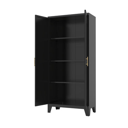 Shapely Doors Cabinet, black metal storage wardrobe with adjustable shelves HouseOfZazla on Tampa Home & Garden Store