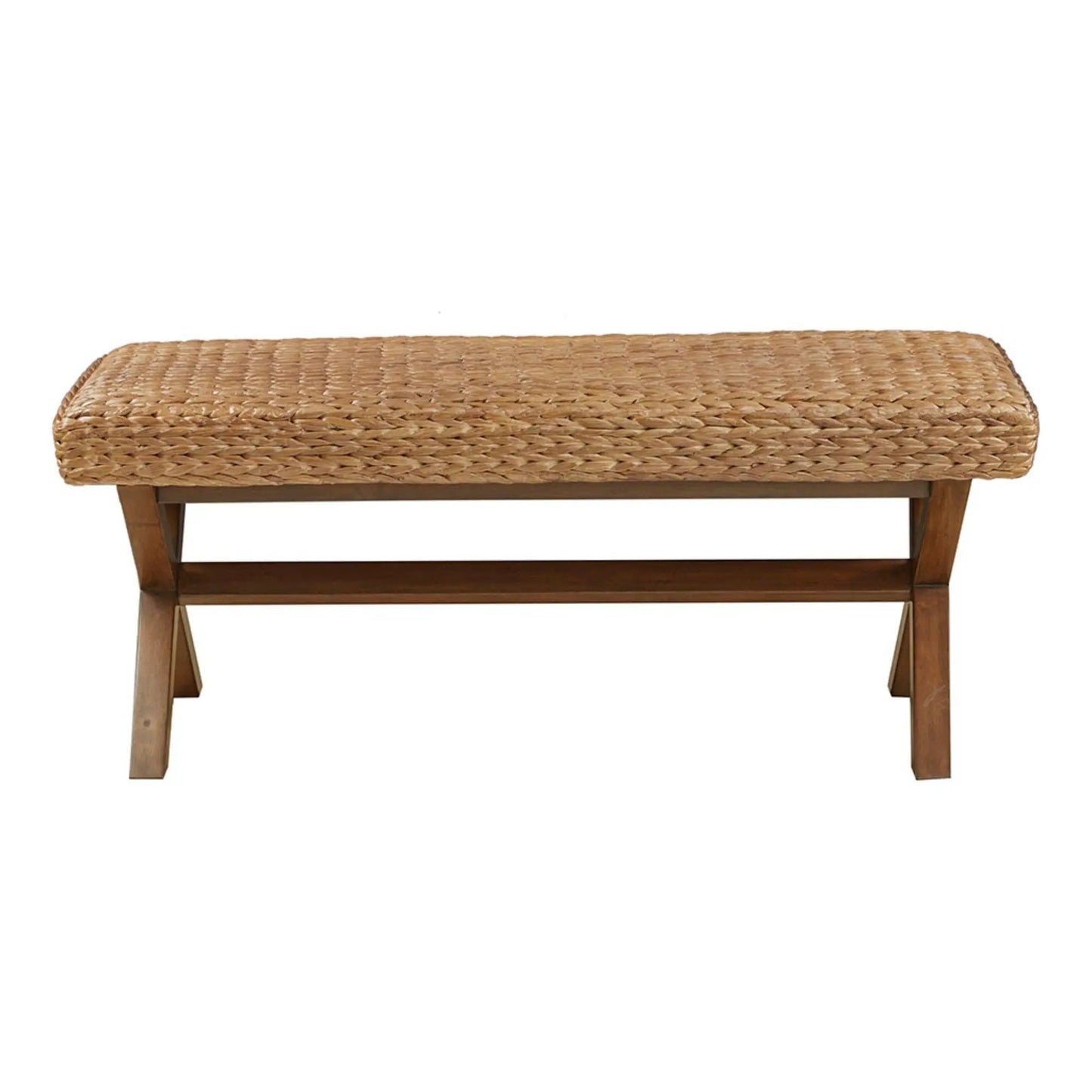 Accent bench with brown water hyacinth seat and wood frame by Unique Piece Furniture on Tampa Home & Garden Store