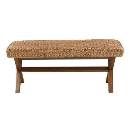 Bench with water hyacinth seat in brown, outdoor accent bench by HouseOfZazla on Tampa Home & Garden Store