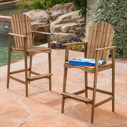 Outdoor Acacia Wood Adirondack Barstools (Set of 2) natural finish HouseOfZazla on Tampa Home & Garden Store