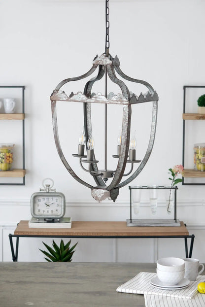 4 Light Metal Chandelier with Adjustable Chain