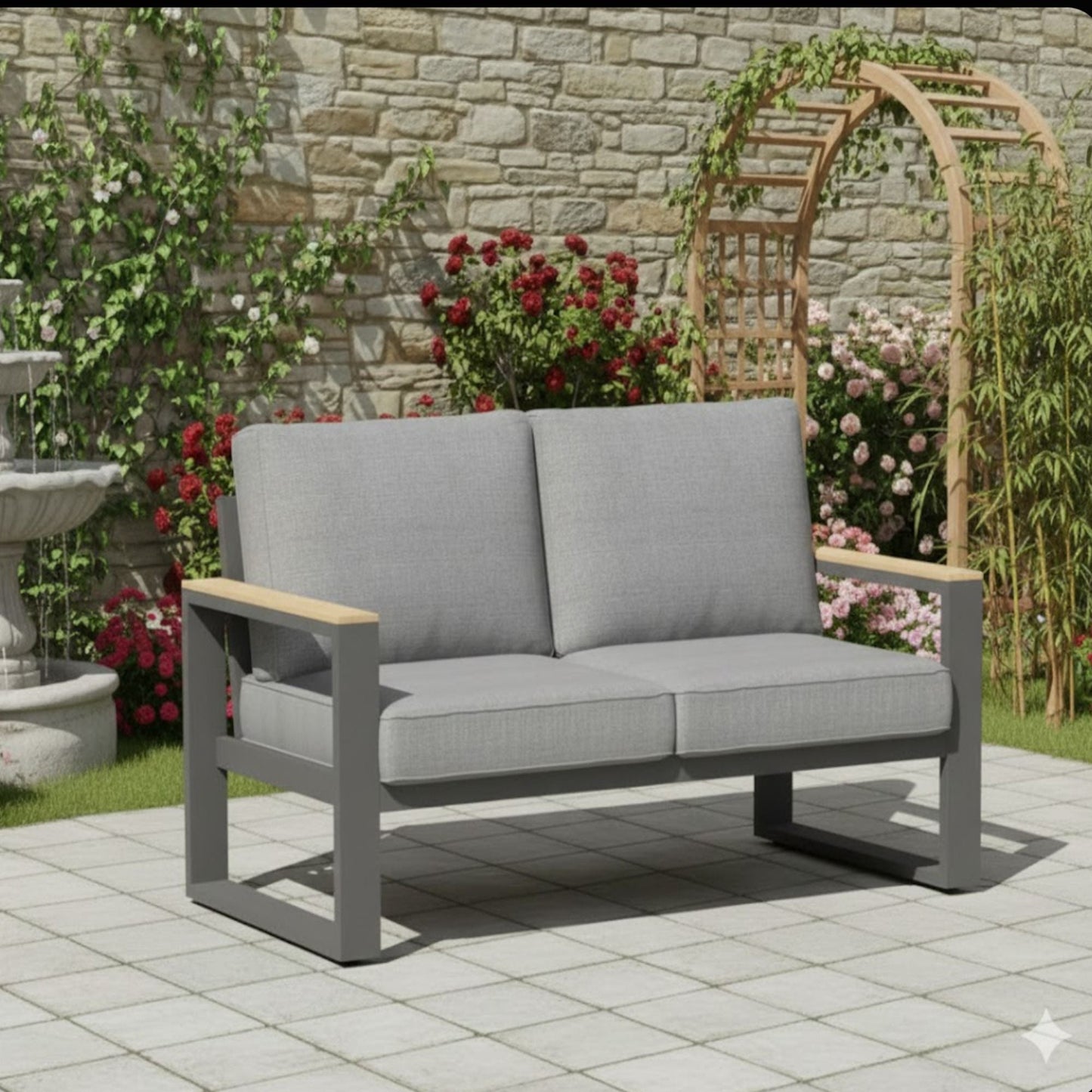 All Weather Outdoor Loveseat and Thick Cushions