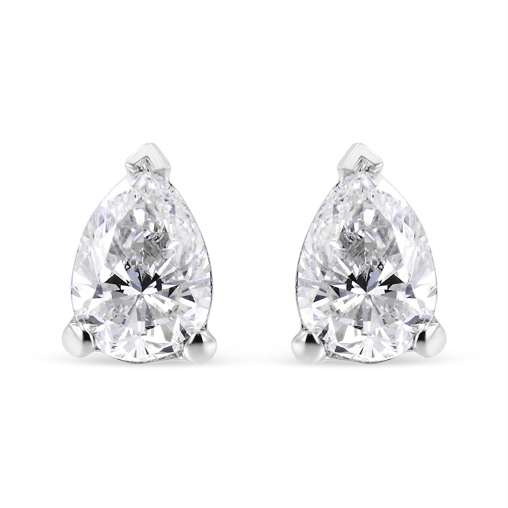 Pear-shaped lab-grown diamond stud earrings in 14K white gold, F-G color, VS2-SI1 clarity on Tampa Home & Garden Store