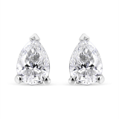 Pear-shaped lab-grown diamond stud earrings in 14K white gold, F-G color, VS2-SI1 clarity on Tampa Home & Garden Store