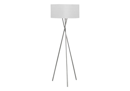 Floor lamp, contemporary metal tripod with white fabric shade by Unique Piece Furniture on Tampa Home & Garden Store