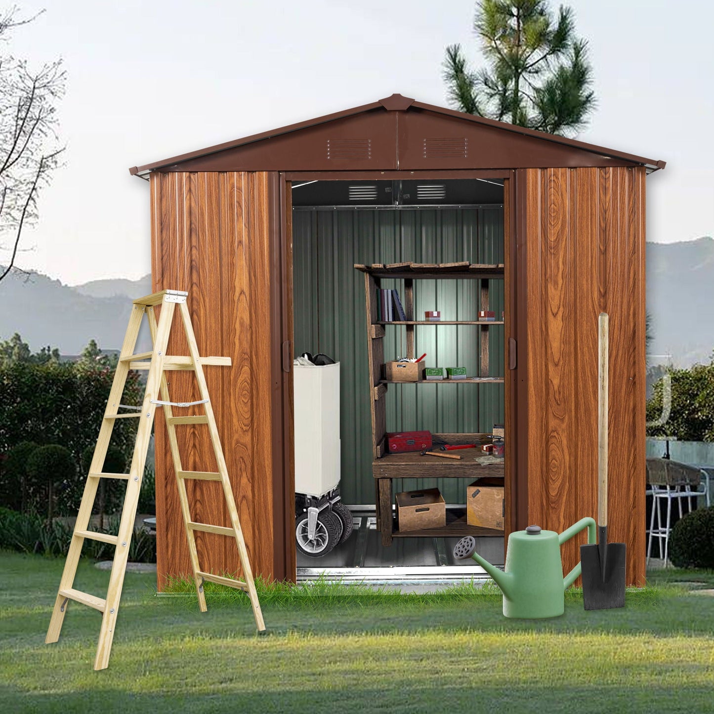 Outdoor Metal Storage Shed And Floor Base