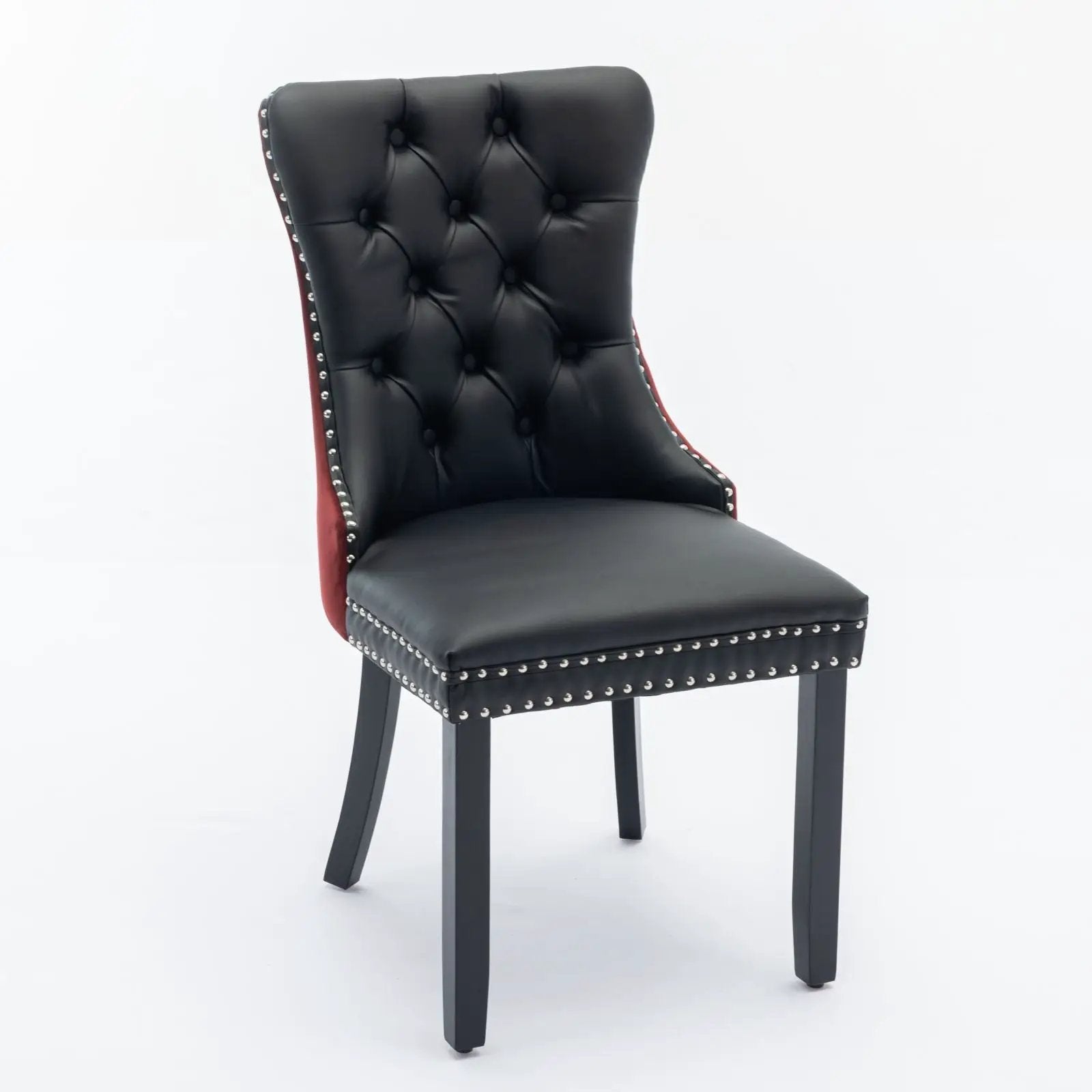 Nikki modern upholstered dining chair set of 2 in black faux leather with tufted back on Tampa Home & Garden Store