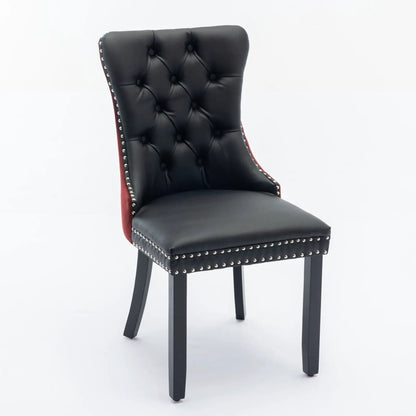 Nikki modern upholstered dining chair set of 2 in black faux leather with tufted back on Tampa Home & Garden Store