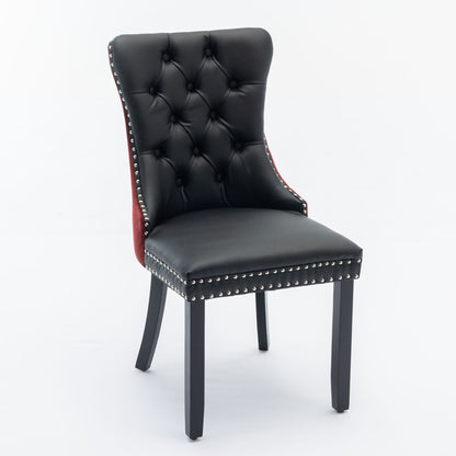 Nikki Modern Upholstered Dining Chair Set of 2 in black faux leather with tufted back on Tampa Home & Garden Store