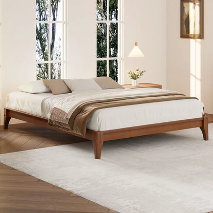 Solid Bamboo Platform Bed Frame with Slat Support