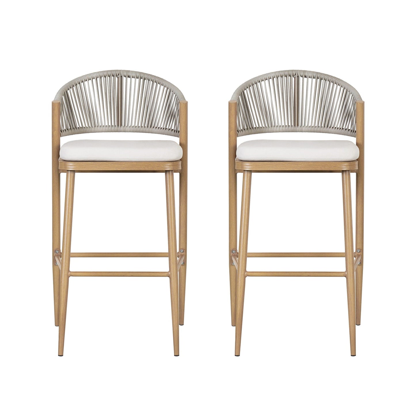 Outdoor Bar Stools With Scallop Cushion And Frame