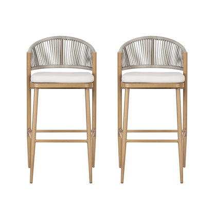 Outdoor Bar Stools With Scallop Cushion And Frame