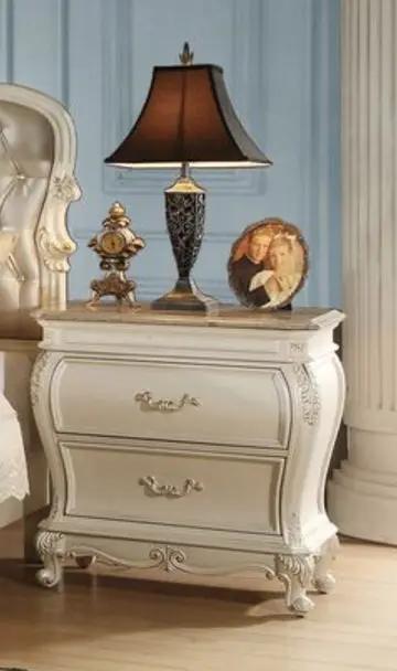 Chantelle Nightstand With Granite Top White