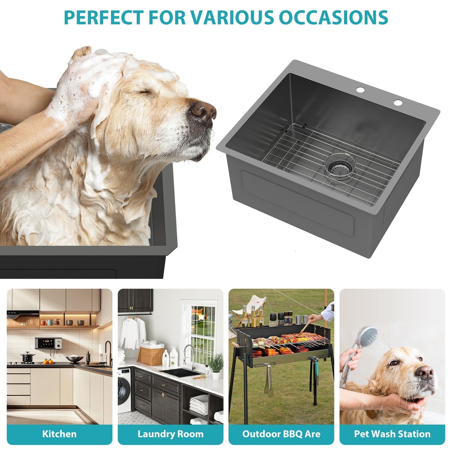 Topmount Sink 16 Gauge and Single Bowl Steel