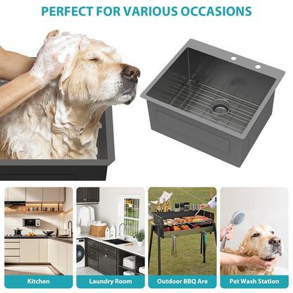 Topmount Sink 16 Gauge and Single Bowl Steel