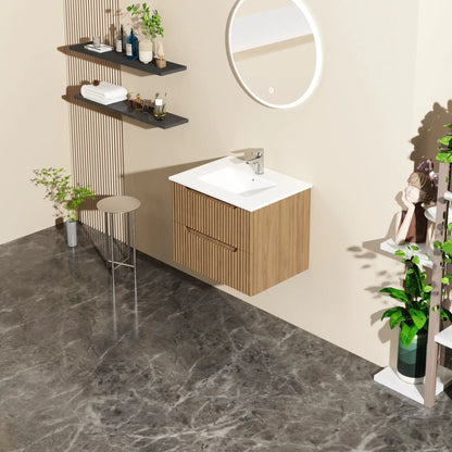 Wall Mounted Vanity & Sink with veneer cabinet and backlit mirror Unique Piece Furniture on Tampa Home & Garden Store