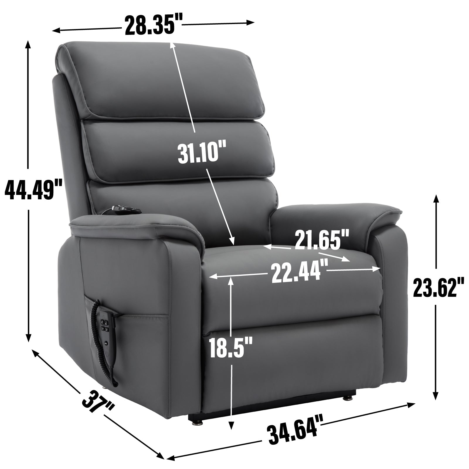 Grey cat-proof leather dual-motor power lift recliner chair by HouseOfZazla on Tampa Home & Garden Store