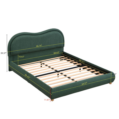 Upholstered Platform Bed with Curved Headboard