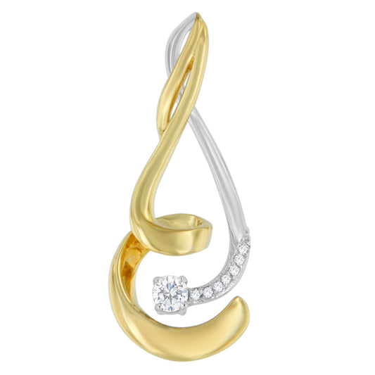 Espira 10K two-tone gold and silver swirl pendant necklace with 1/10 cttw round diamonds on Tampa Home & Garden Store