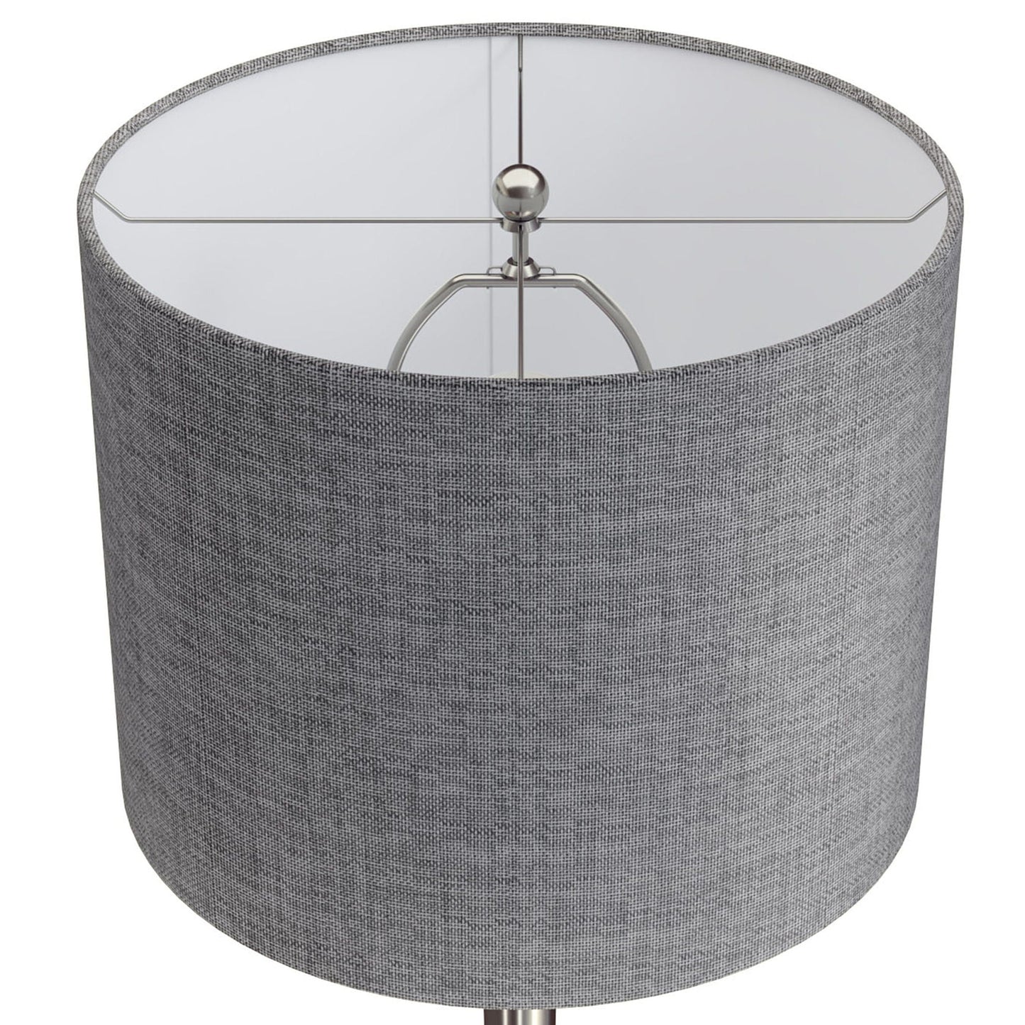 Lenuxe contemporary semi-gloss table lamp set of 2 with gray fabric shade and chrome hardware on Tampa Home & Garden Store
