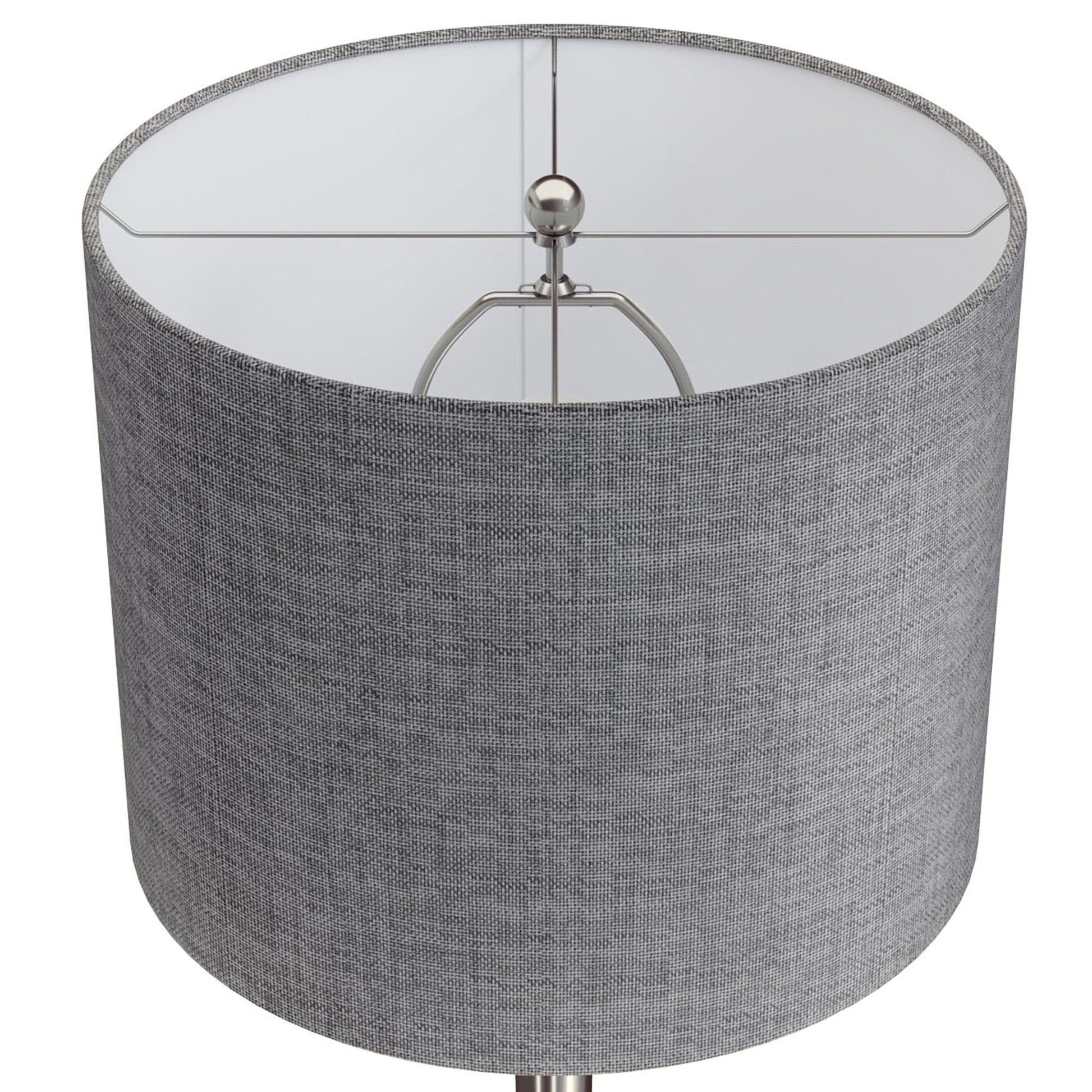 Lenuxe contemporary semi-gloss table lamp set of 2 with gray fabric shade and chrome hardware on Tampa Home & Garden Store