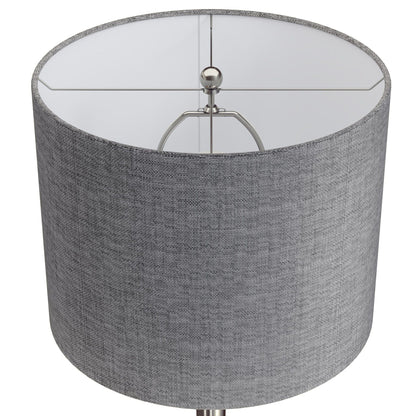 Lenuxe contemporary semi-gloss table lamp set of 2 with gray fabric shade and chrome hardware on Tampa Home & Garden Store