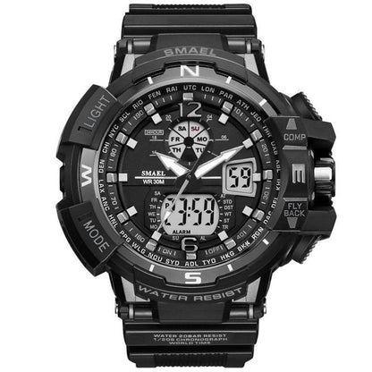Black SMAEL rugged sport watch with LED digital display, military bezel, water resistant 50M on Tampa Home & Garden Store