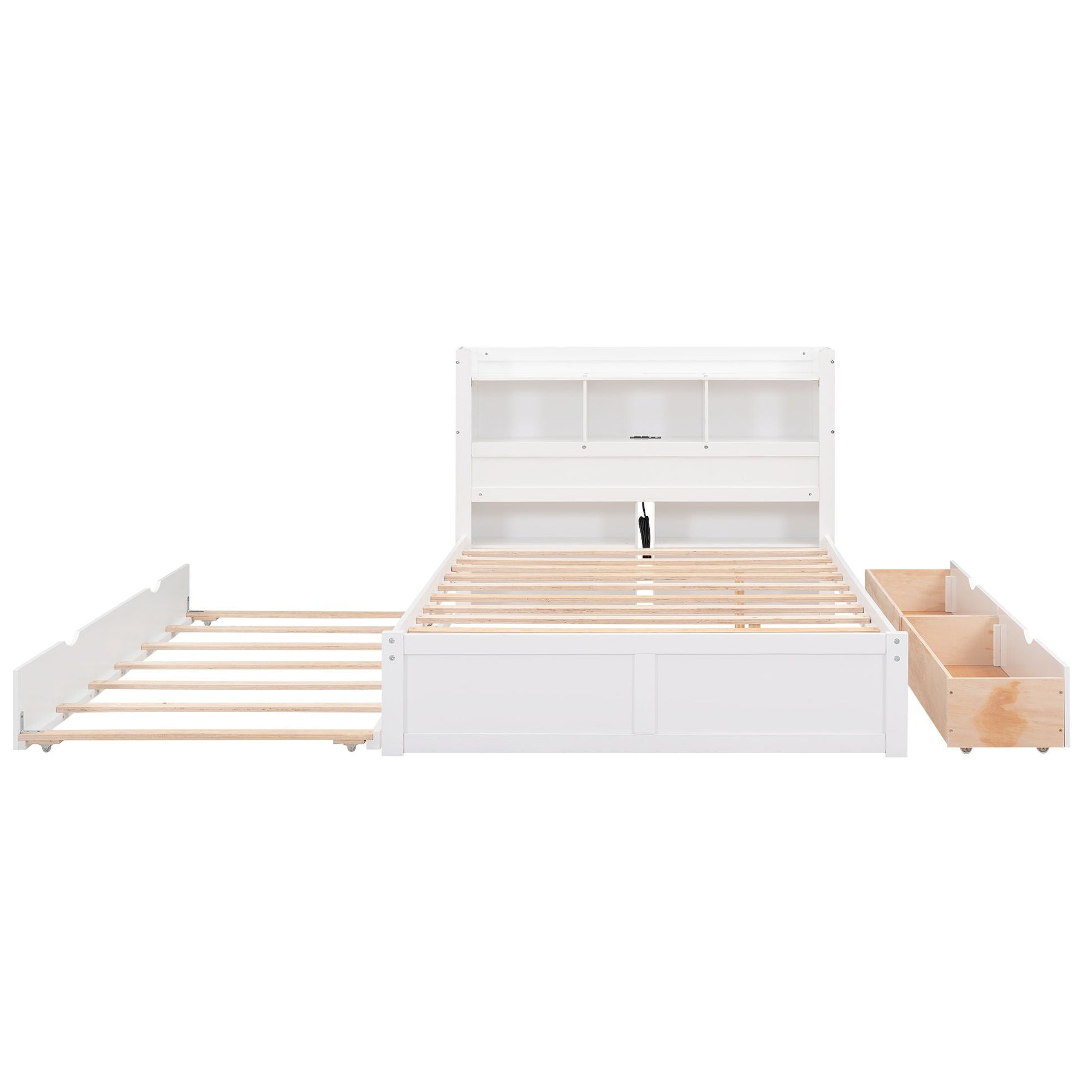 Storage platform bed with pull-out shelves, trundle, and two drawers by HouseOfZazla on Tampa Home & Garden Store