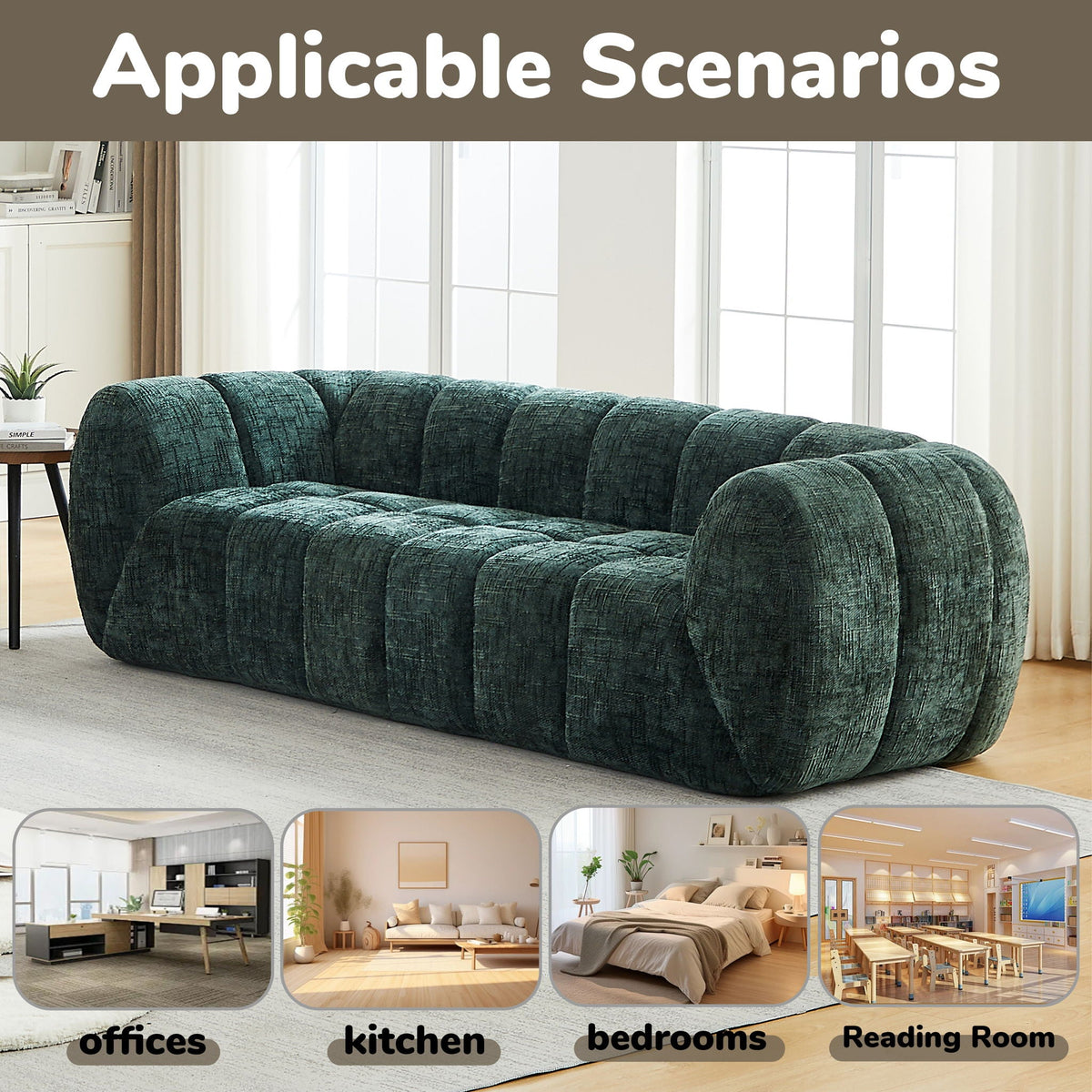Modern Piano Key Backrest Sofa With Upholstery