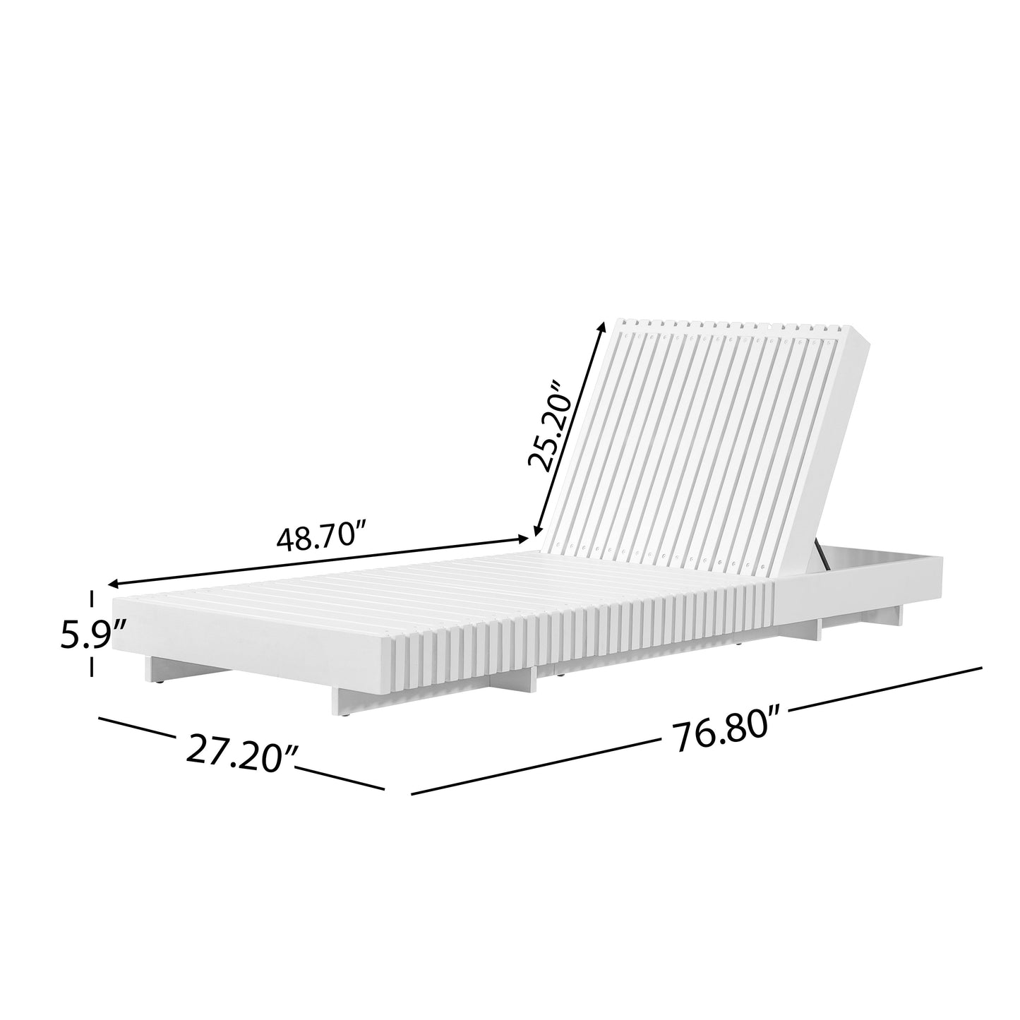 Premium White Acacia Wood Patio Chaise Lounge