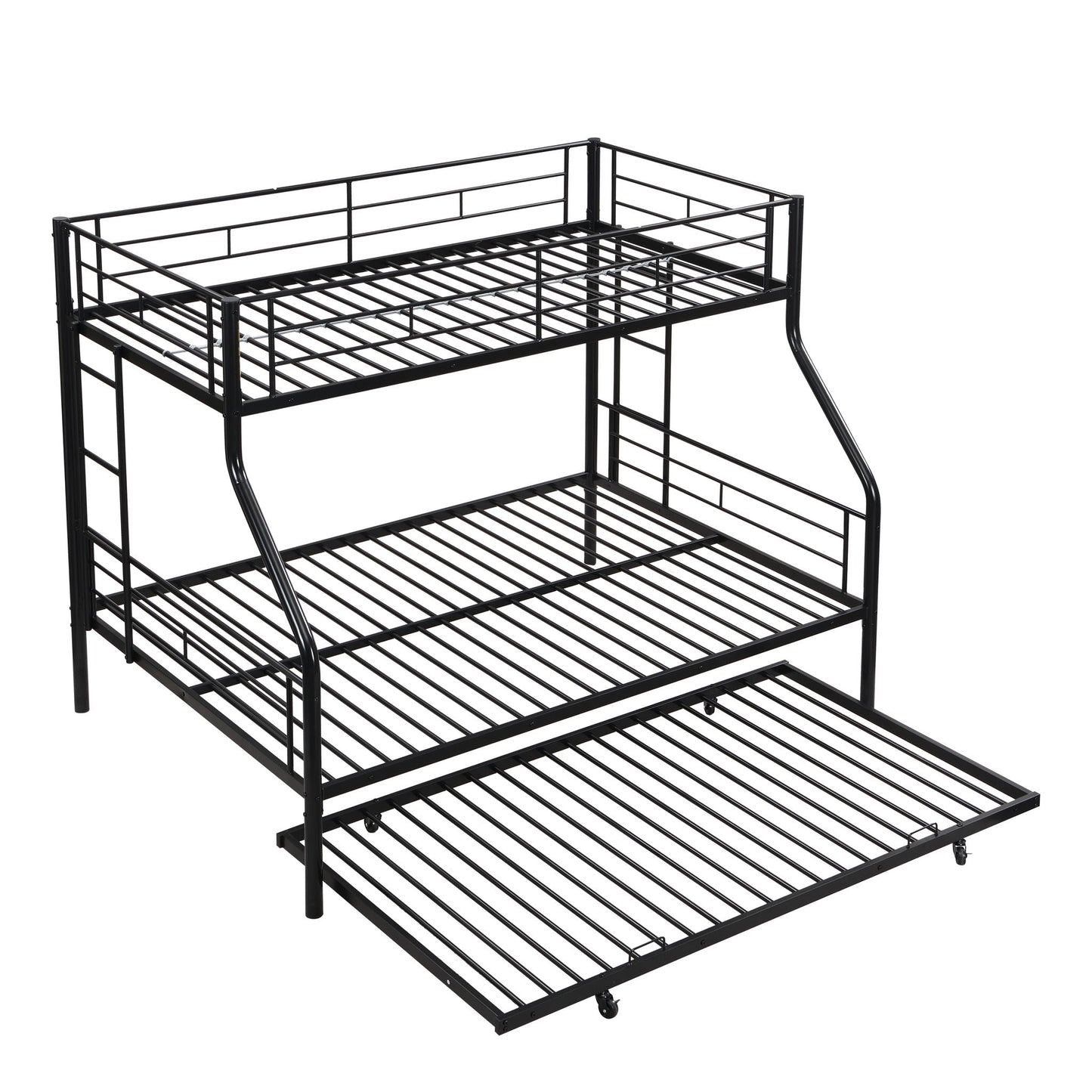 Twin over full modern metal bunk bed with trundle in black by HouseOfZazla on Tampa Home & Garden Store