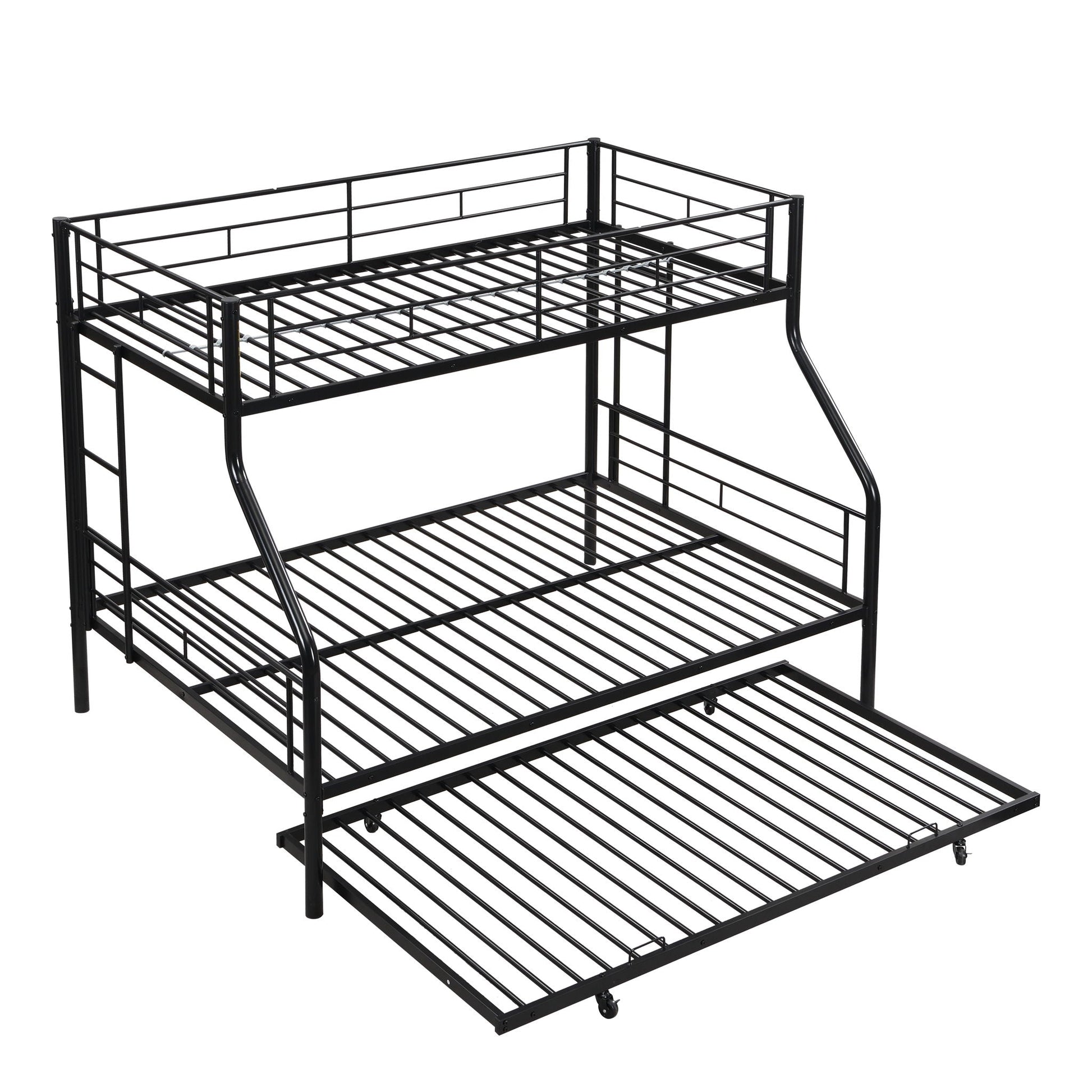 Twin over full modern metal bunk bed with trundle in black by HouseOfZazla on Tampa Home & Garden Store