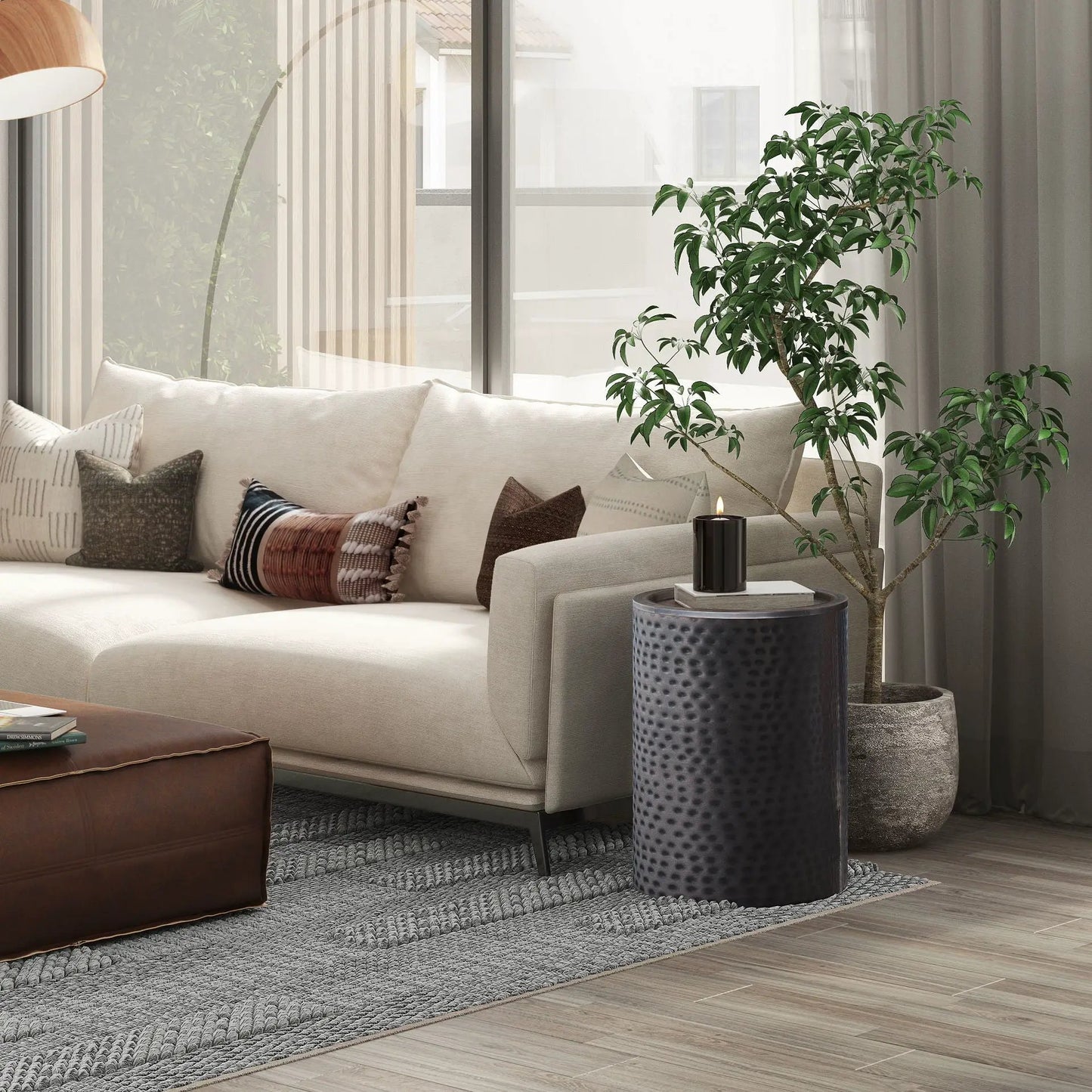 Corbin Hammered Metal Side Table for Living Room