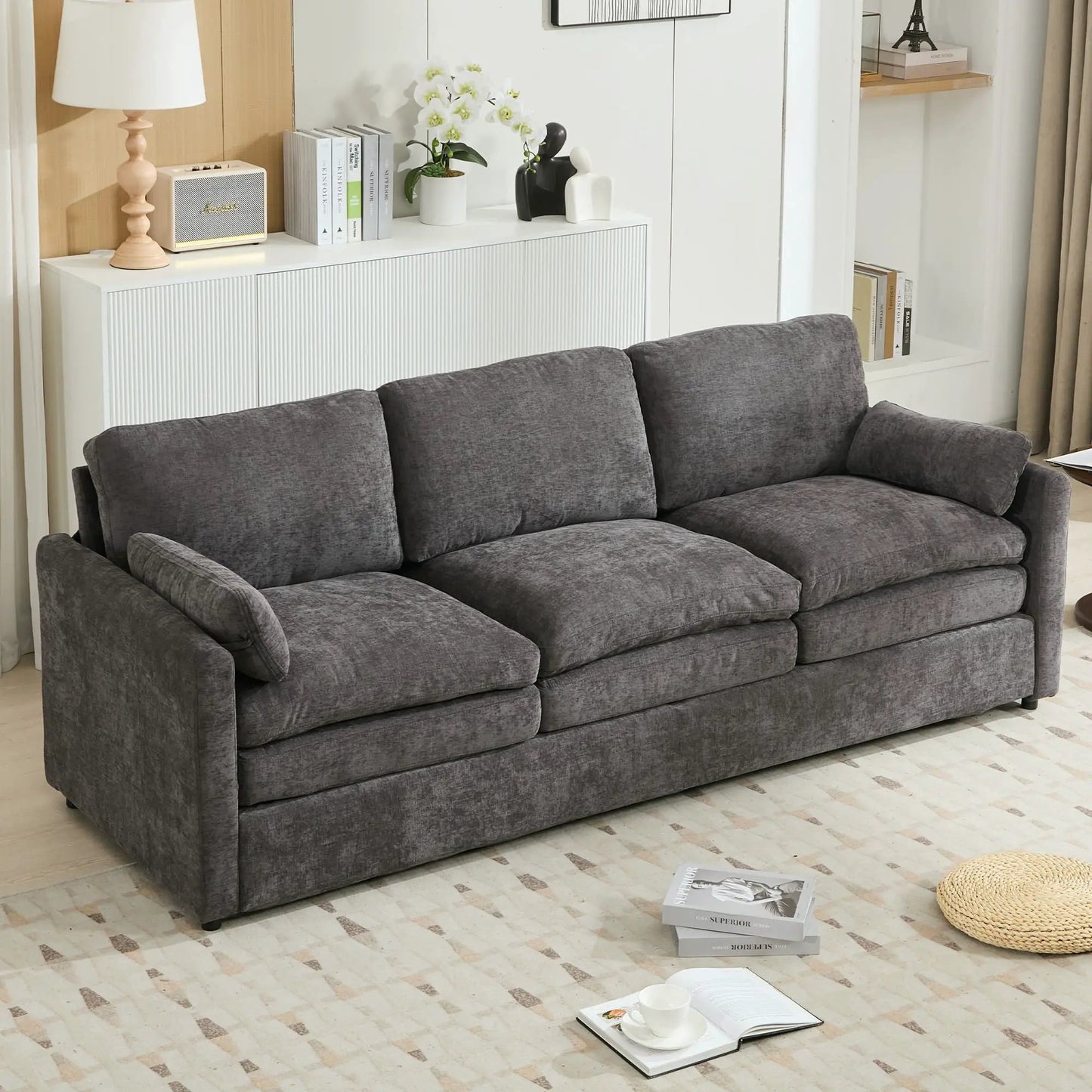 Cozy Upholstered 3 Seater Sofa for Living Room