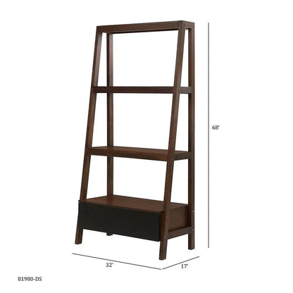 Ladder Shelf and Display Shelf Natural Wood Brown