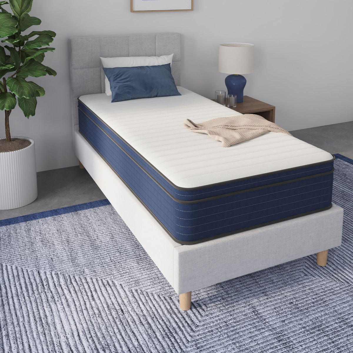 12in euro-top hybrid mattress with cooling gel-infused pocket springs blue edge HouseOfZazla on Tampa Home & Garden Store
