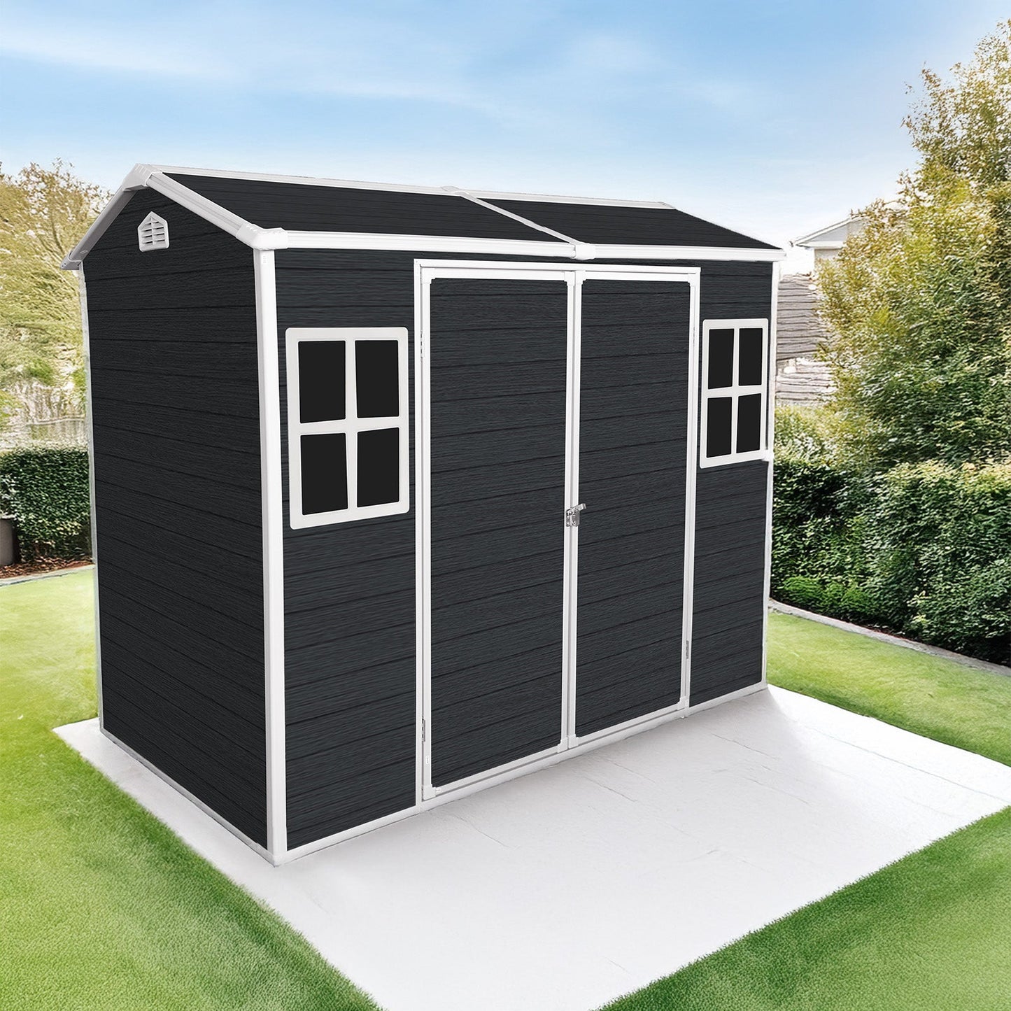 8x4ft Resin Garden Shed with Floor and Windows