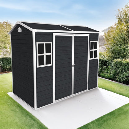 8x4ft Resin Garden Shed with Floor and Windows