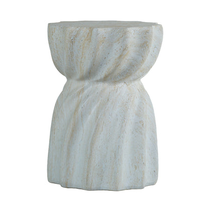 Outdoor End Table Marble by HouseOfZazla, cream marble with textured pedestal base on Tampa Home & Garden Store