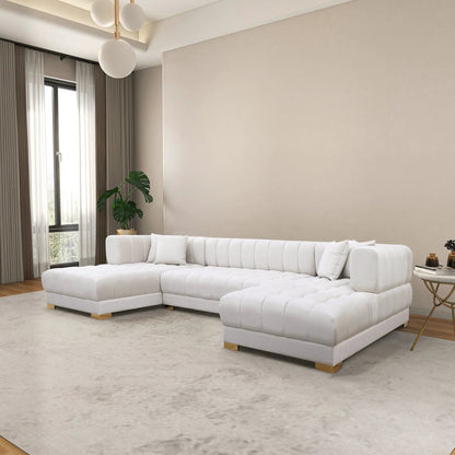 Marlow U-Shape Corner Sofa by Unique Piece Furniture in white tufted upholstery on Tampa Home & Garden Store