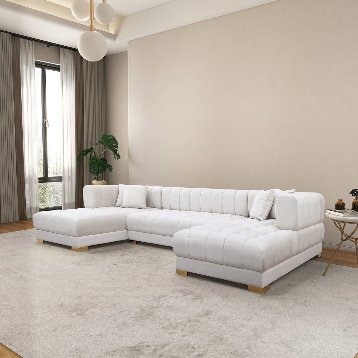 Marlow Cognac U Shape Corner Sofa For Room