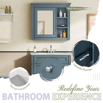Bathroom vanity with medicine cabinet, wall-mounted with 2 soft-close doors and 4 drawers on Tampa Home & Garden Store