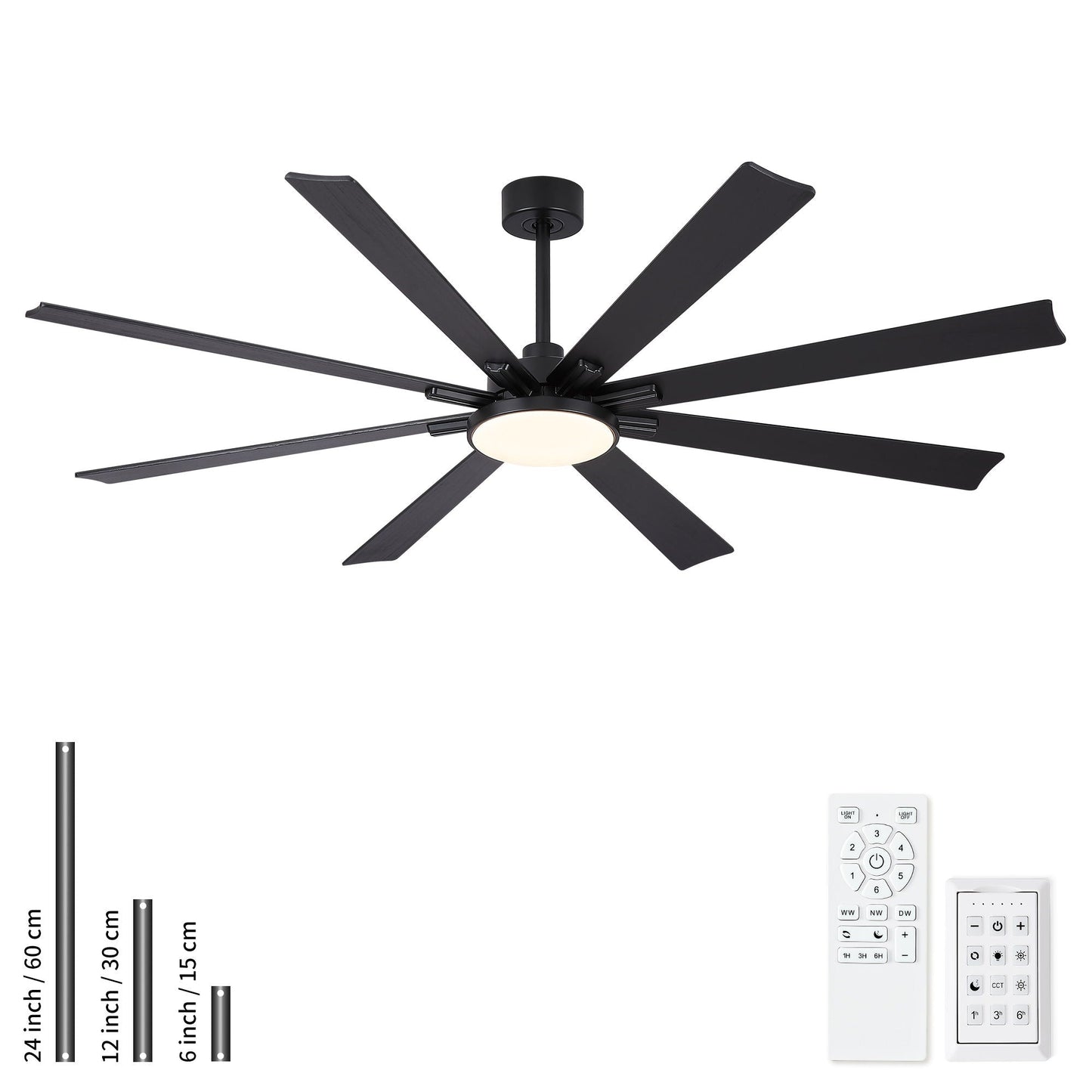 HouseOfZazla 8-blade ceiling fan with dimmable LED light remote control reversible DC motor on Tampa Home & Garden Store