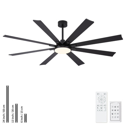 HouseOfZazla 8-blade ceiling fan with dimmable LED light remote control reversible DC motor on Tampa Home & Garden Store