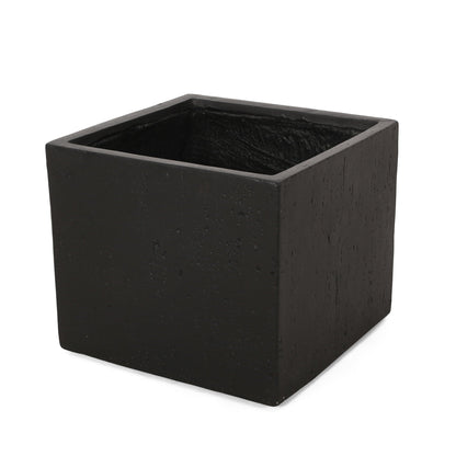 Modern Outdoor Planter by HouseOfZazla, black square concrete-style planter on Tampa Home & Garden Store