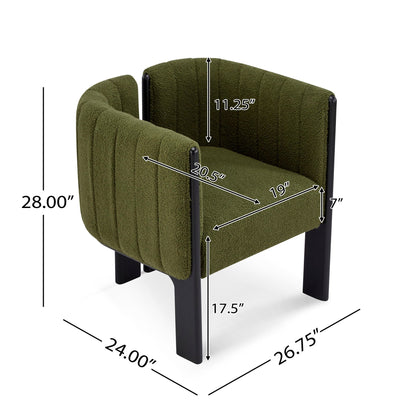 Comfort Stylish Seating Dining Chair Set in green boucle with black legs by HouseOfZazla on Tampa Home & Garden Store
